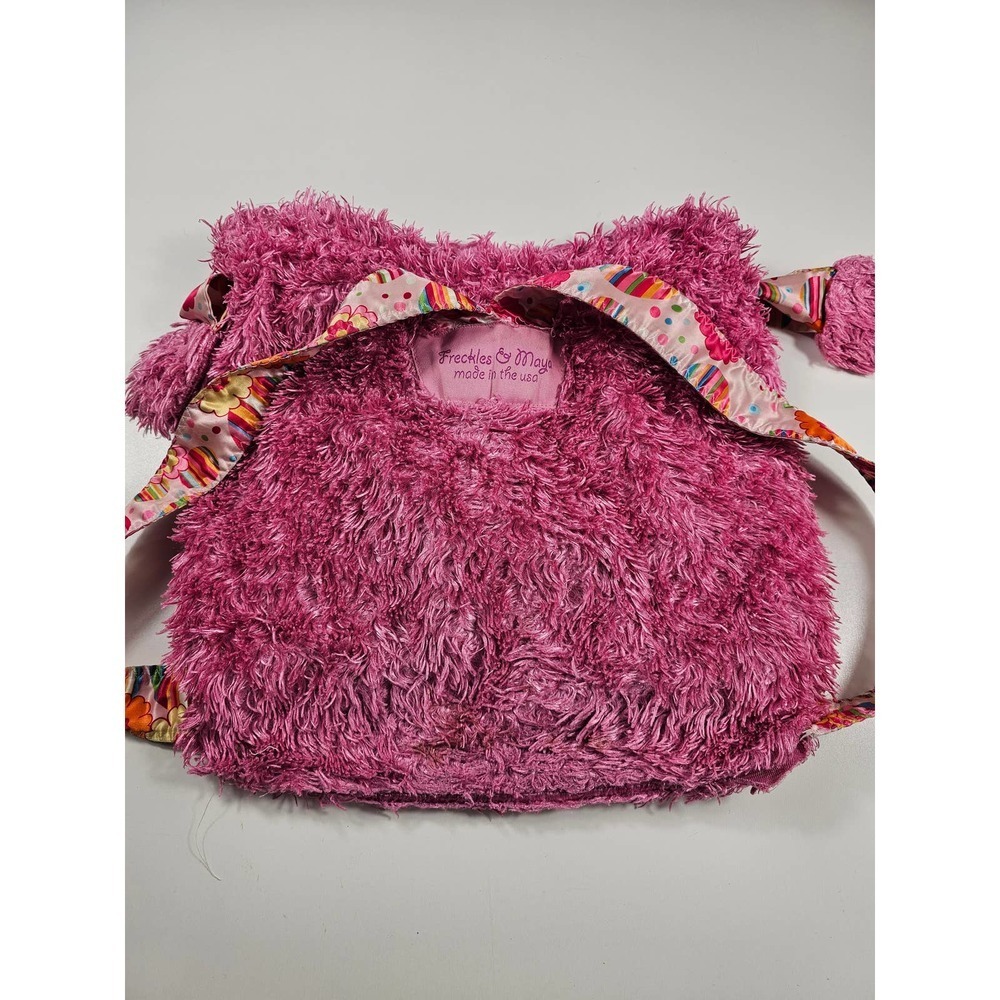 Olivia Freckles & Maya Girls Fuzzy Backpack Bag in Cotton Candy Pink
